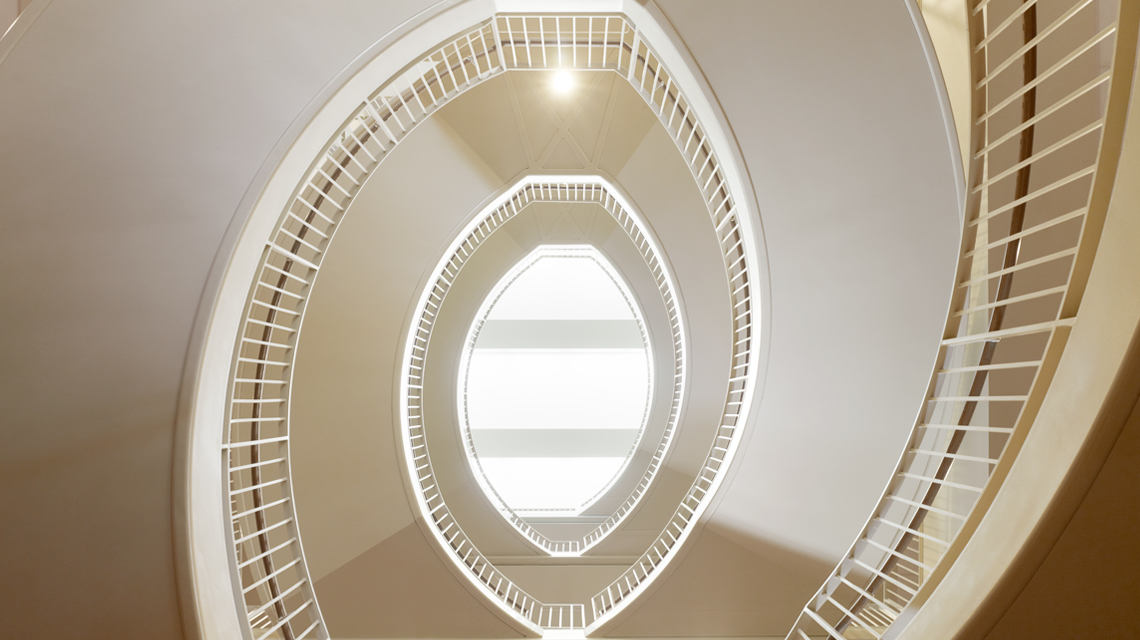 Circular stairwell in Bass Center