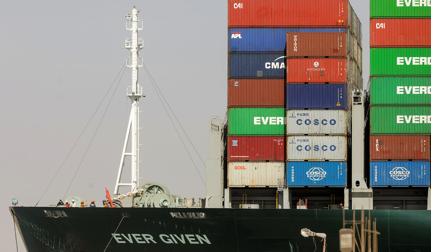 Ship Ever Given, one of the world’s largest container ships, is seen after it was fully floated in Suez Canal, Egypt March 29, 2021. Photo by Reuters/Mohamed Abd El Ghany