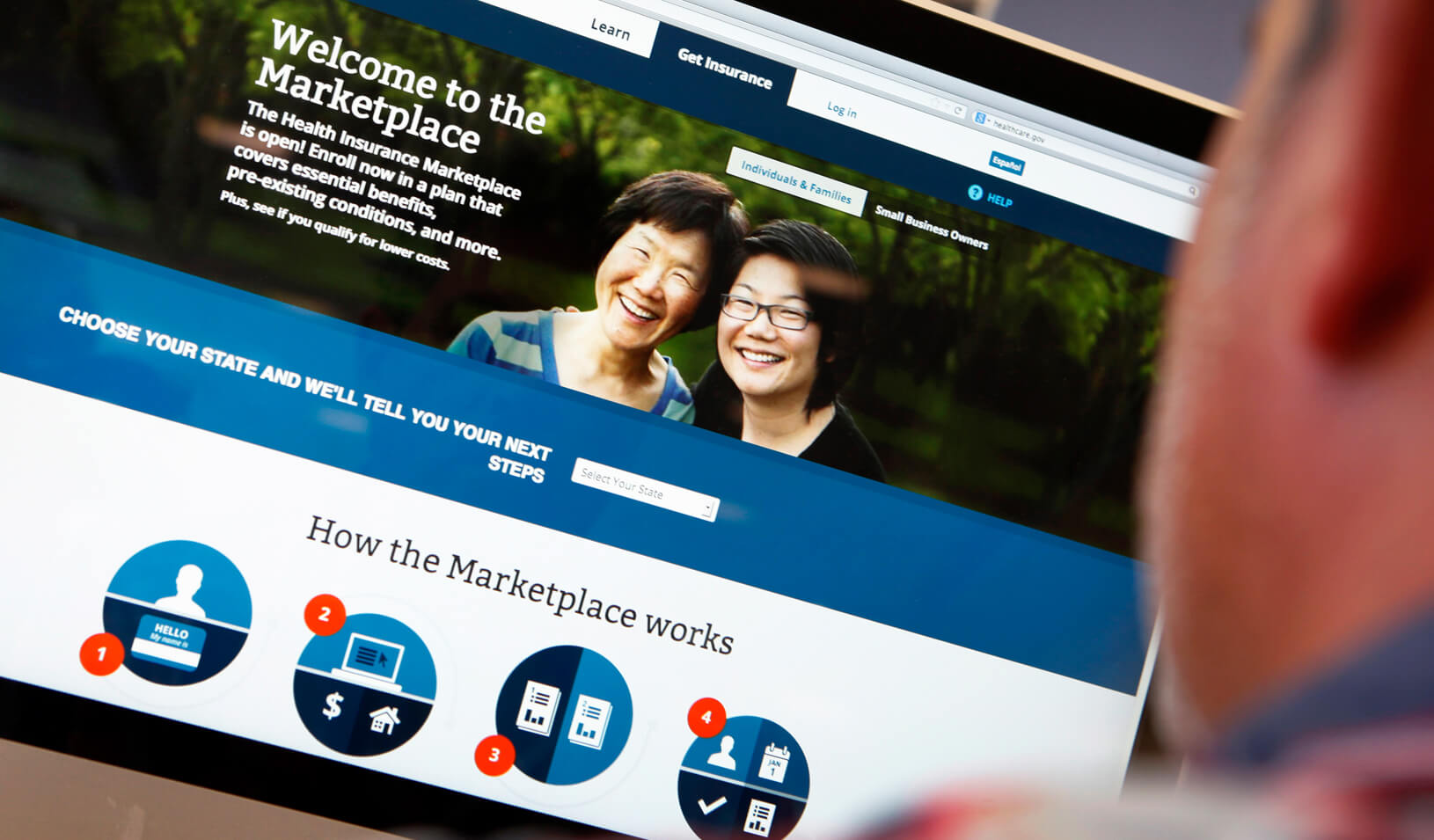 A man looks over the Affordable Care Act signup page. |  Reuters/Mike Segar