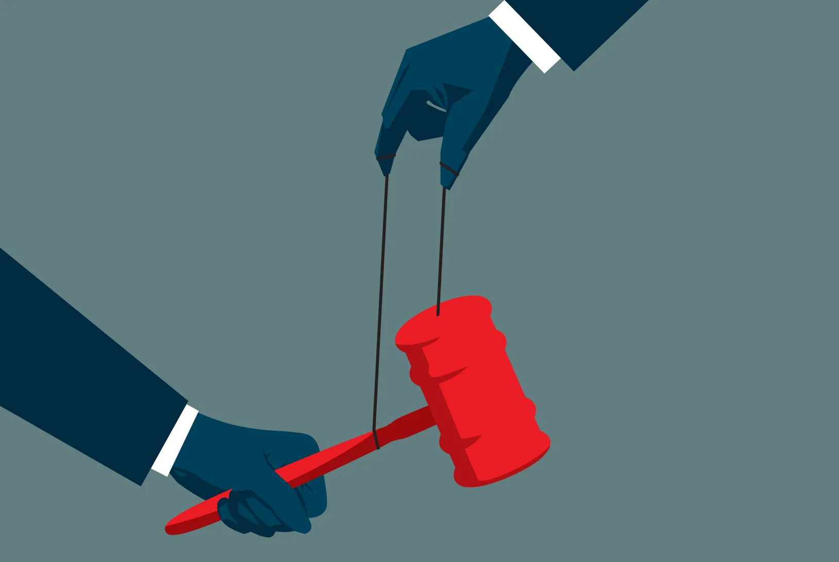 An illustration of a hand manipulating justice. Credit: Reuters/erhui1979