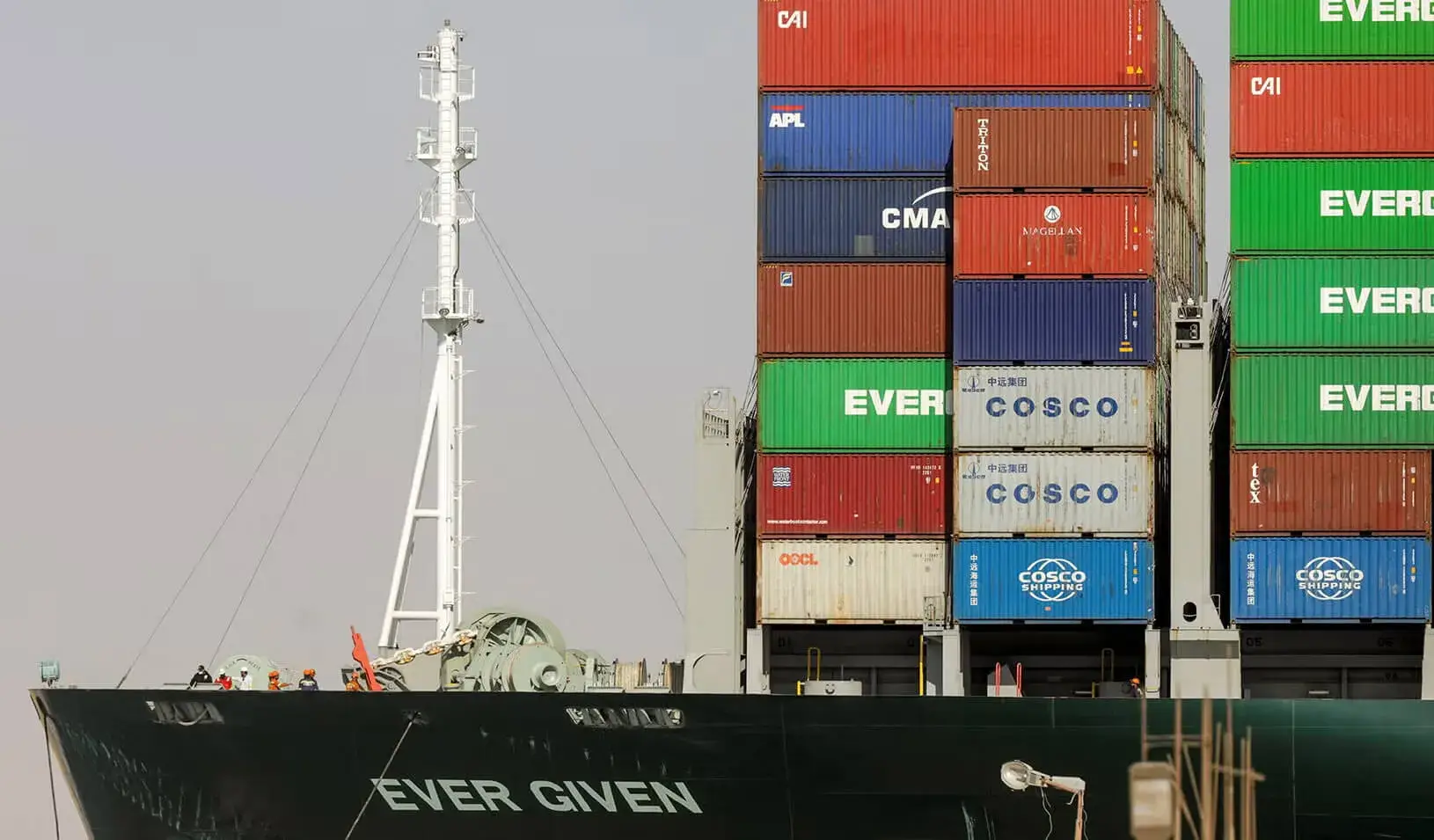 Ship Ever Given, one of the world’s largest container ships, is seen after it was fully floated in Suez Canal, Egypt March 29, 2021. Photo by Reuters/Mohamed Abd El Ghany